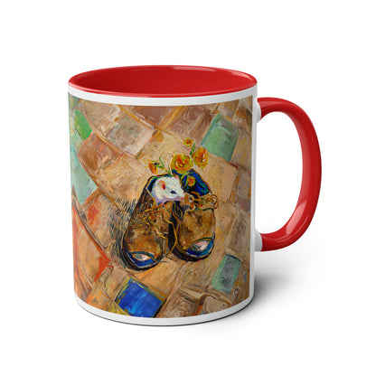 Van Gogh's Shoes (1888) - Mouse in the shoe Fine Art Print Two-Tone Coffee Mugs, 11oz