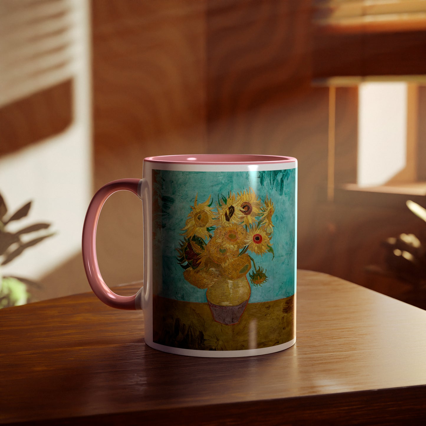 Van Gogh's Vase with Twelve Sunflowers (1888–1889) - Original Fine Art Print Two-Tone Coffee Mugs, 11oz