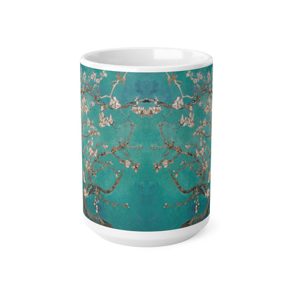 Van Gogh's Almond blossom (1890) - Turqoise Fine Art Print Ceramic Coffee Mugs, 11oz, 15oz