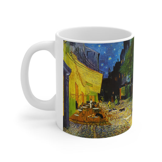 Van Gogh's Café Terrace at Night (1888) - Strays Fine Art Print Ceramic Coffee Mugs, 11oz, 15oz