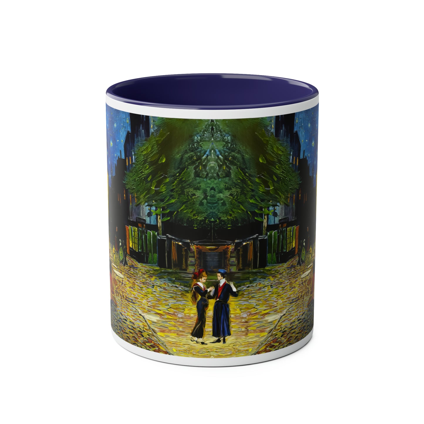 Van Gogh's Café Terrace at Night (1888) - Couple Two-Tone Coffee Mugs, 11oz