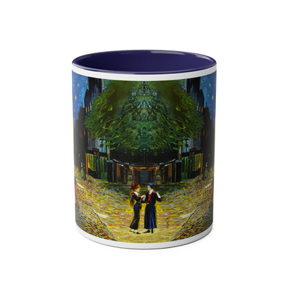 Van Gogh's Café Terrace at Night (1888) - Couple Two-Tone Coffee Mugs, 11oz