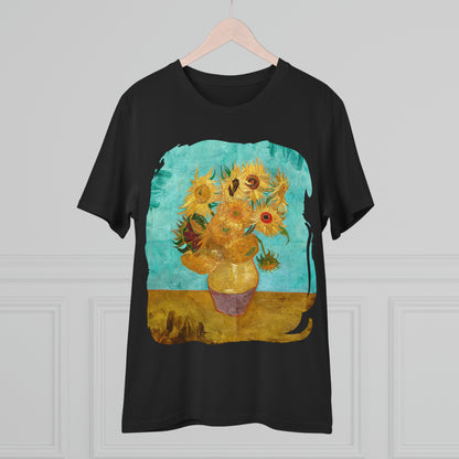 Van Gogh's Vase with Twelve Sunflowers (1888–1889) - Original Fine Art Print Organic Cotton T-Shirt Unisex