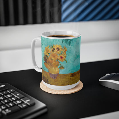 Van Gogh's Vase with Twelve Sunflowers (1888–1889) - Original Fine Art Print Ceramic Coffee Mugs, 11oz, 15oz