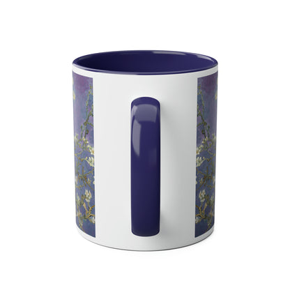 Van Gogh's Almond blossom (1890) - Purple Fine Art Print Two-Tone Coffee Mugs, 11oz