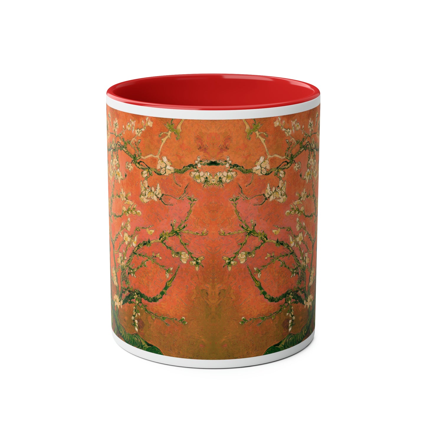 Van Gogh's Almond blossom (1890) - Orange Fine Art Print Two-Tone Coffee Mugs, 11oz