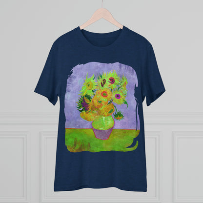 Van Gogh's Vase with Twelve Sunflowers (1888–1889) - Pop art green Fine Art Print Organic Cotton T-Shirt Unisex