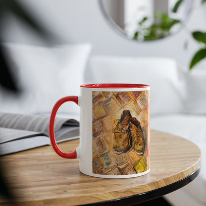 Van Gogh's Shoes (1888) - Original Fine Art Print Two-Tone Coffee Mugs, 11oz