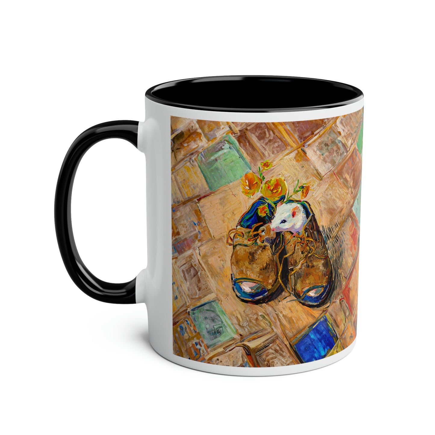 Van Gogh's Shoes (1888) - Mouse in the shoe Fine Art Print Two-Tone Coffee Mugs, 11oz