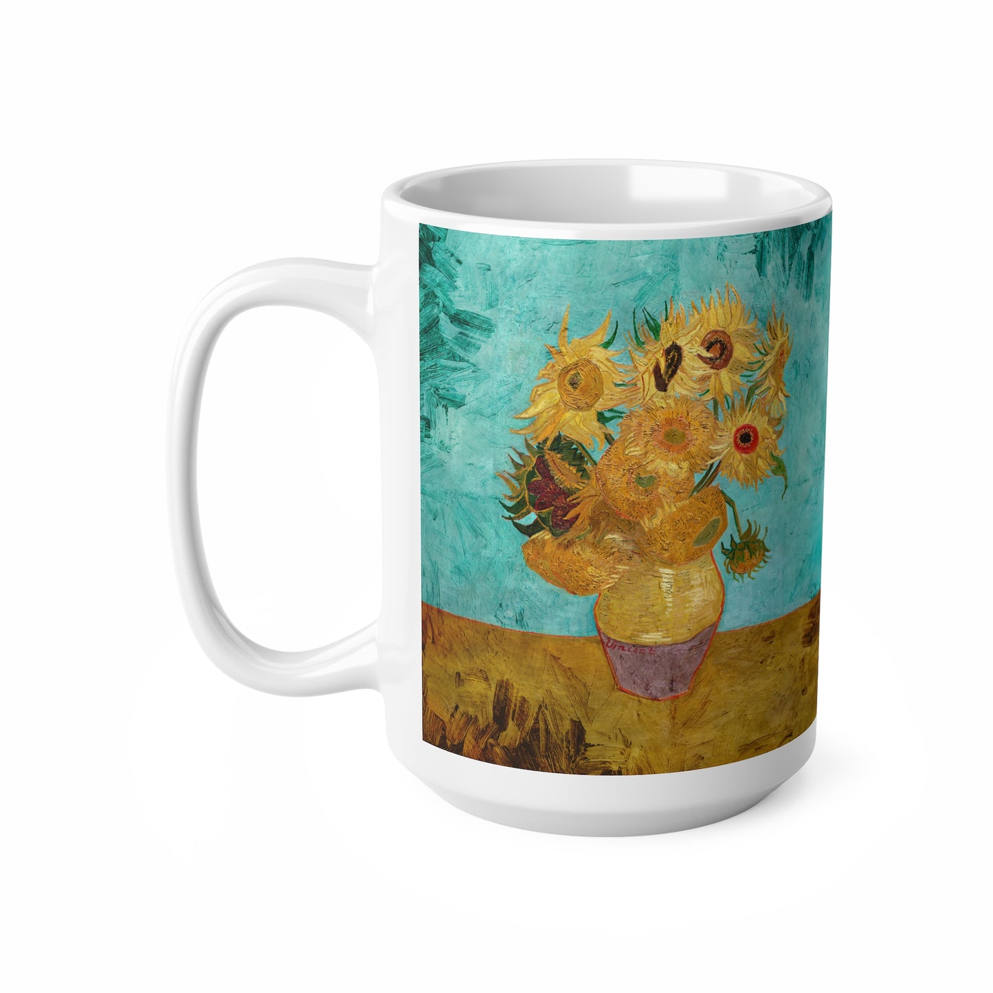 Van Gogh's Vase with Twelve Sunflowers (1888–1889) - Original Fine Art Print Ceramic Coffee Mugs, 11oz, 15oz