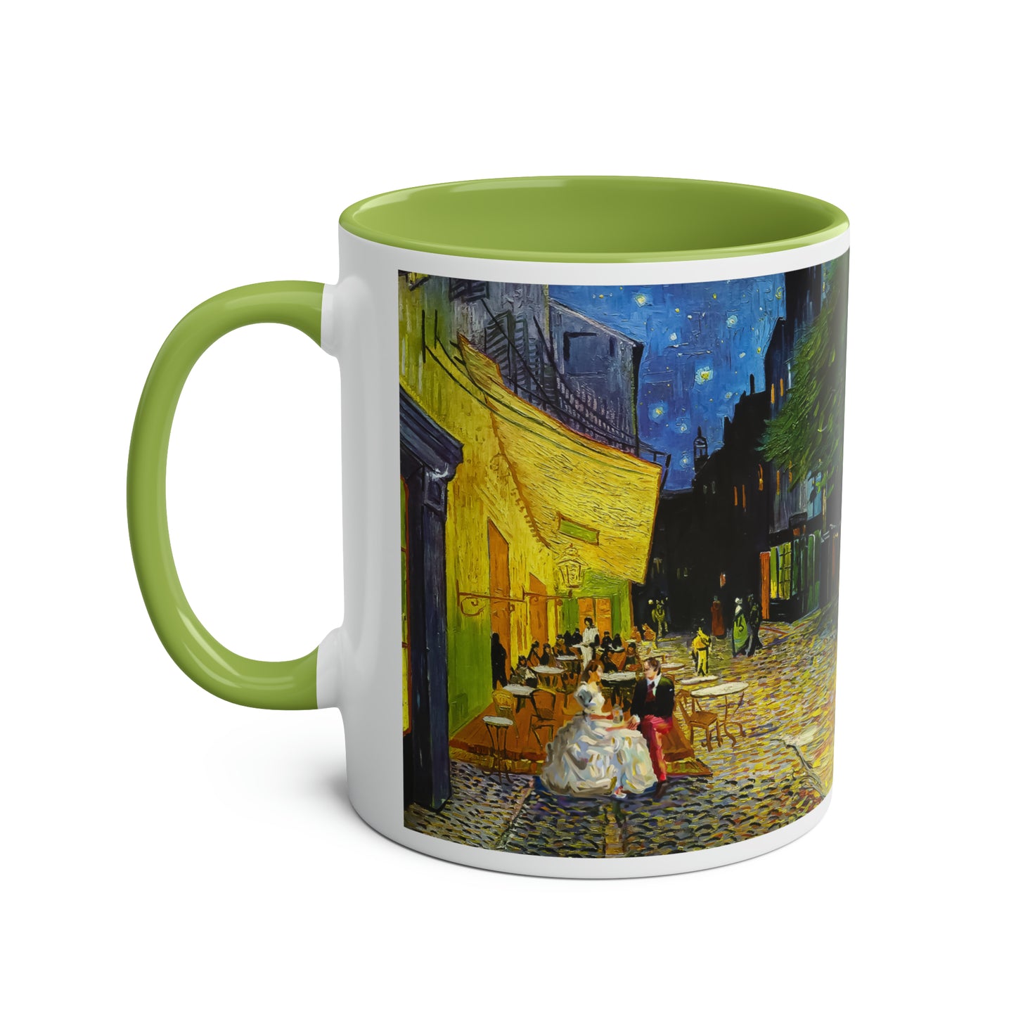 Van Gogh's Café Terrace at Night (1888) - Couple Two-Tone Coffee Mugs, 11oz