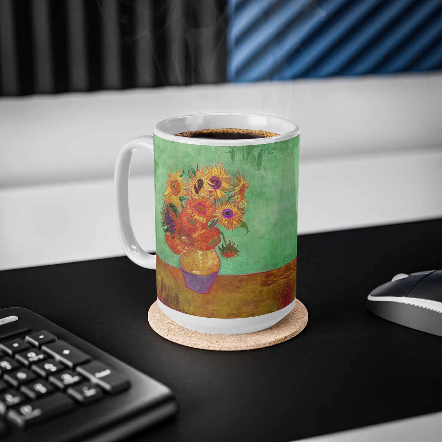 Van Gogh's Vase with Twelve Sunflowers (1888–1889) - Summer Fine Art Print Ceramic Coffee Mugs, 11oz, 15oz