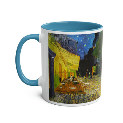 Van Gogh's Café Terrace at Night (1888) - Original Fine Art Print Two-Tone Coffee Mugs, 11oz