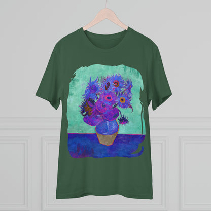 Van Gogh's Vase with Twelve Sunflowers (1888–1889) - Pop art purple Fine Art Print Organic Cotton T-Shirt Unisex