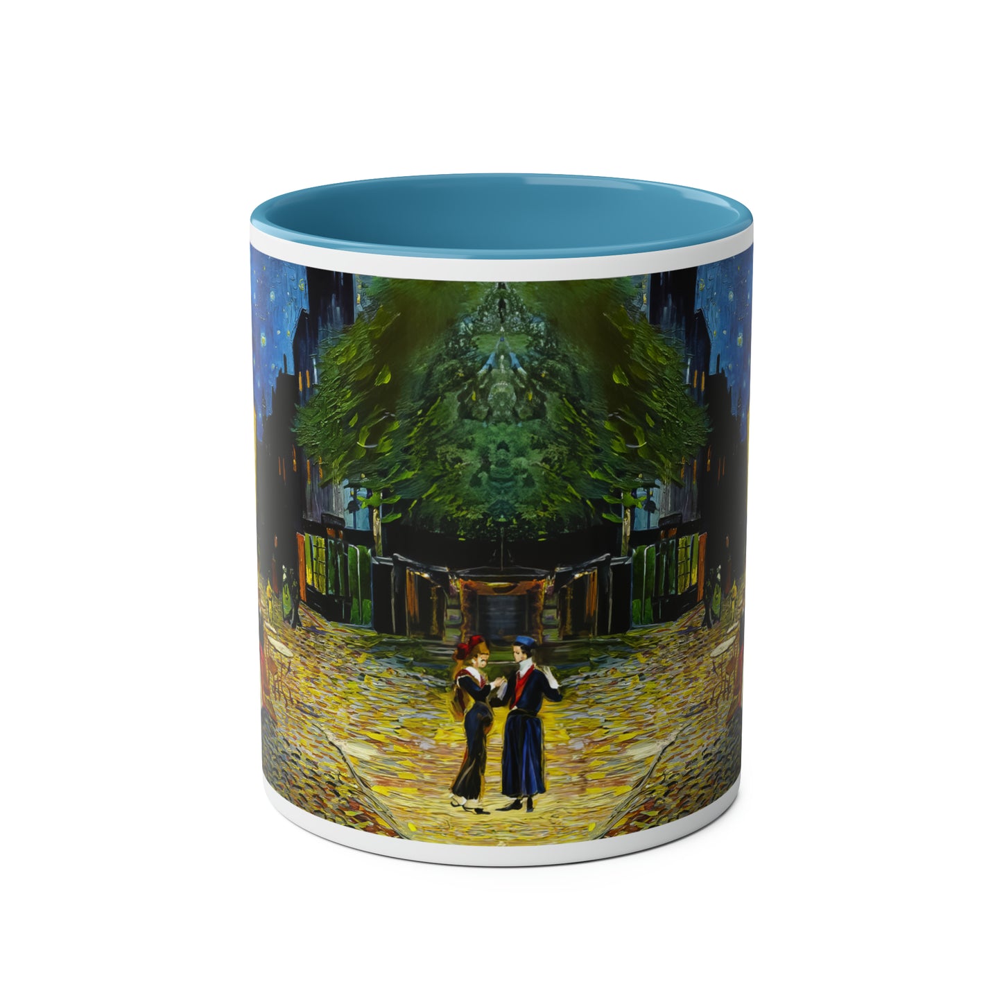 Van Gogh's Café Terrace at Night (1888) - Couple Two-Tone Coffee Mugs, 11oz