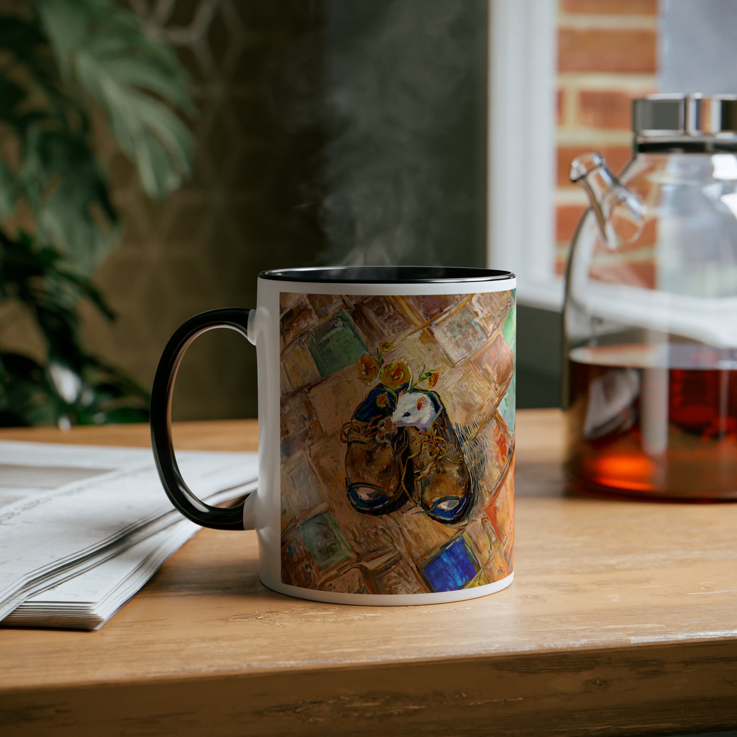 Van Gogh's Shoes (1888) - Mouse in the shoe Fine Art Print Two-Tone Coffee Mugs, 11oz