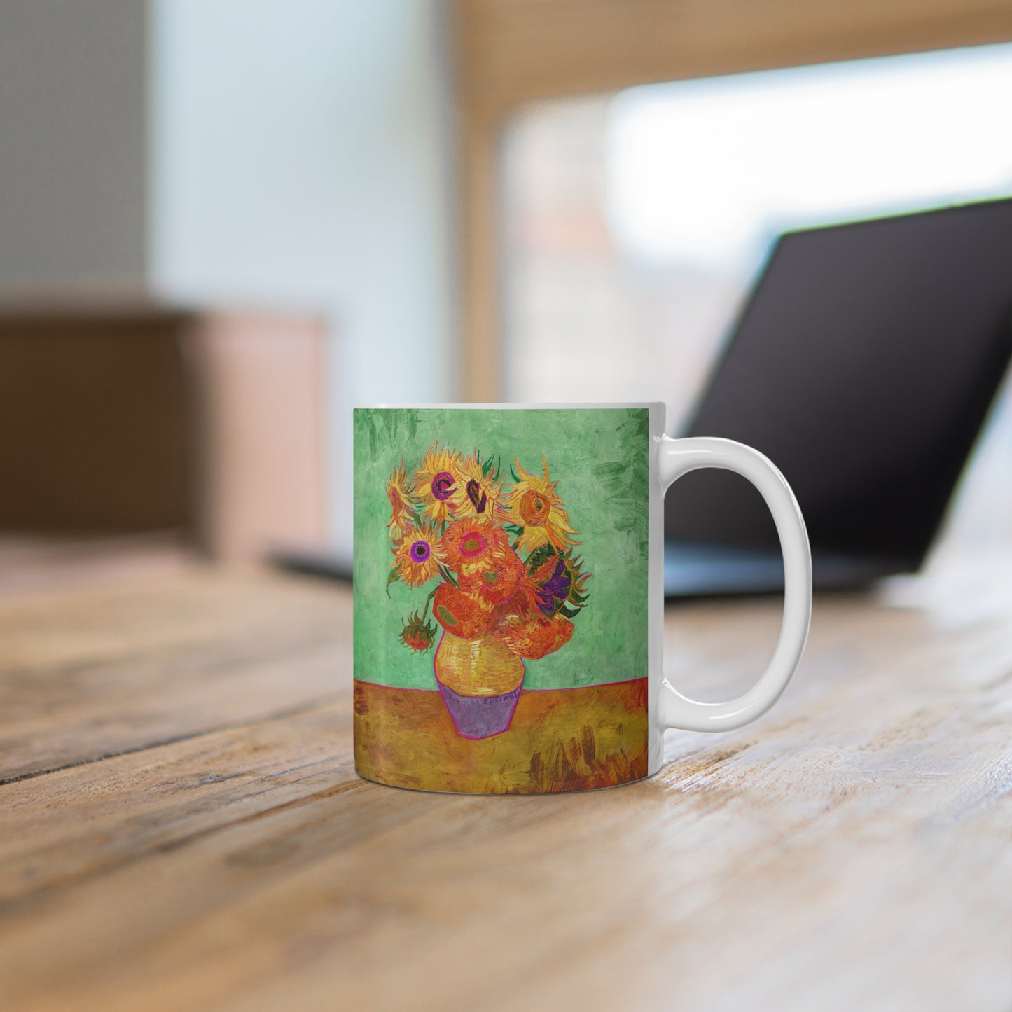 Van Gogh's Vase with Twelve Sunflowers (1888–1889) - Summer Fine Art Print Ceramic Coffee Mugs, 11oz, 15oz