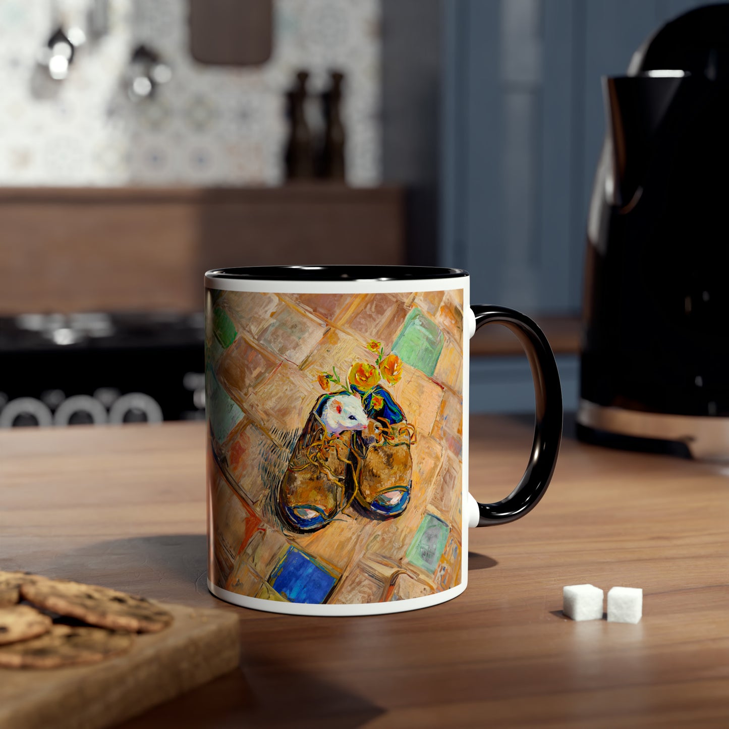 Van Gogh's Shoes (1888) - Mouse in the shoe Fine Art Print Two-Tone Coffee Mugs, 11oz