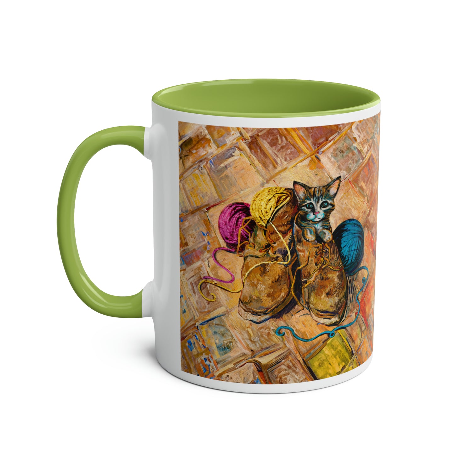 Van Gogh's Shoes (1888) - Kitten with yarns Fine Art Print Two-Tone Coffee Mugs, 11oz