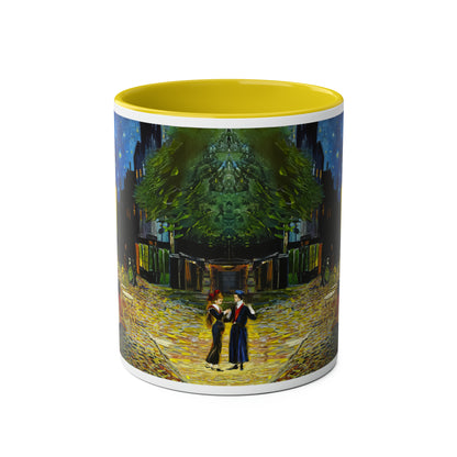 Van Gogh's Café Terrace at Night (1888) - Couple Two-Tone Coffee Mugs, 11oz