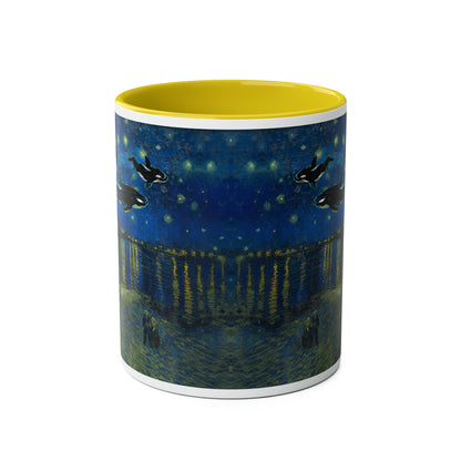 Van Gogh's Starry Night Over the Rhone (1888) - Dreams Fine Art Print Two-Tone Coffee Mugs, 11oz