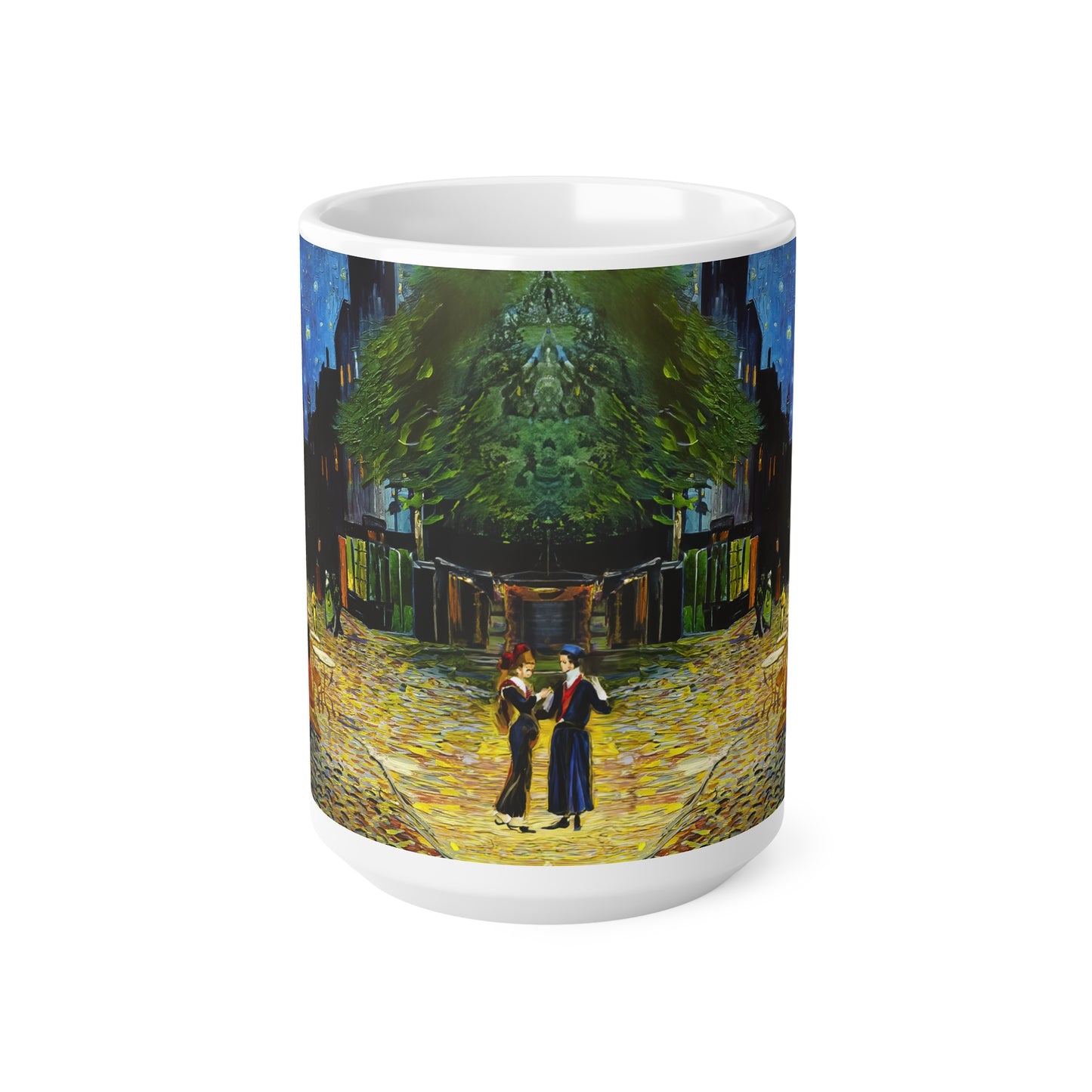 Van Gogh's Café Terrace at Night (1888) - Couple Fine Art Print Ceramic Coffee Mugs, 11oz, 15oz