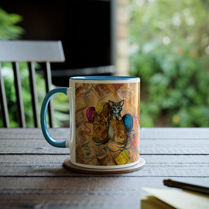 Van Gogh's Shoes (1888) - Kitten with yarns Fine Art Print Two-Tone Coffee Mugs, 11oz