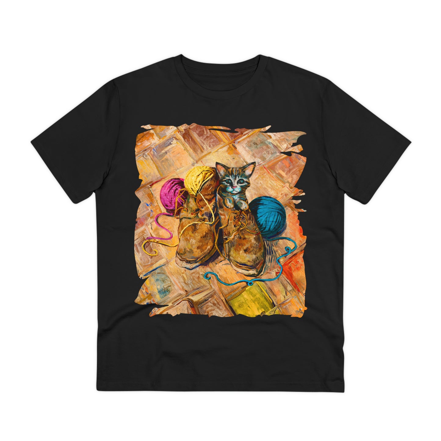 Van Gogh's Shoes (1888) - Kitten with yarns Fine Art Print Organic Cotton T-Shirt Unisex