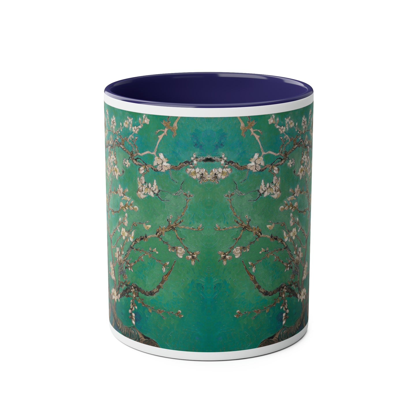 Van Gogh's Almond blossom (1890) - Green Fine Art Print Two-Tone Coffee Mugs, 11oz