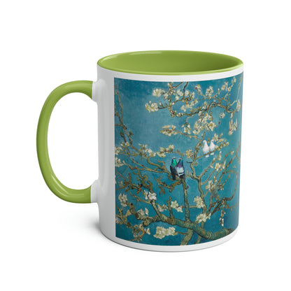 Van Gogh's Almond blossom (1890) - Lovebirds Fine Art Print Two-Tone Coffee Mugs, 11oz