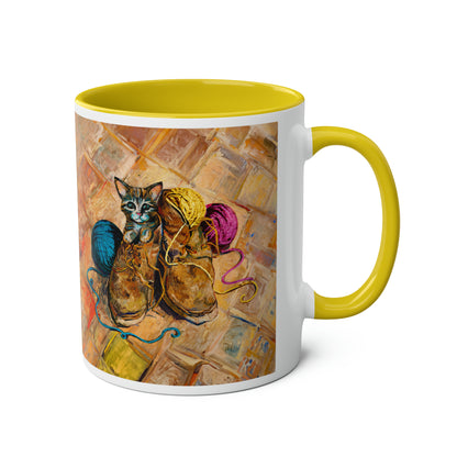 Van Gogh's Shoes (1888) - Kitten with yarns Fine Art Print Two-Tone Coffee Mugs, 11oz