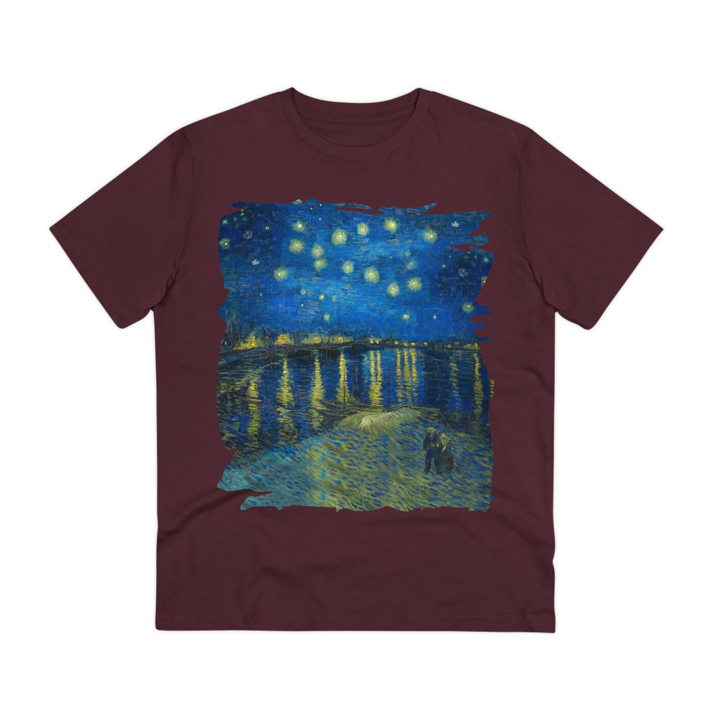 Van Gogh's Starry Night Over the Rhone (1888) - Original Fine Art Print Organic Cotton T-Shirt Unisex