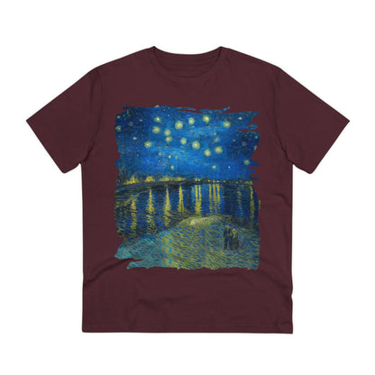 Van Gogh's Starry Night Over the Rhone (1888) - Original Fine Art Print Organic Cotton T-Shirt Unisex