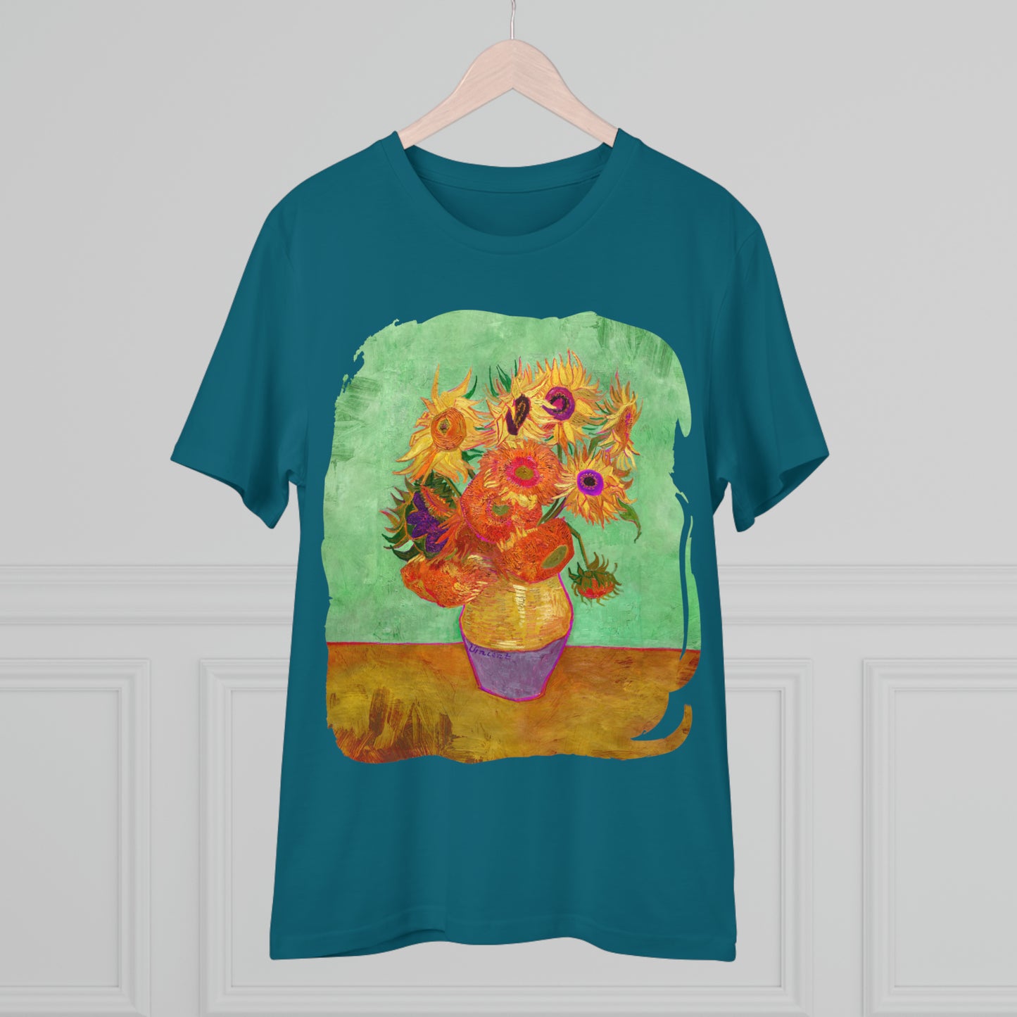 Van Gogh's Vase with Twelve Sunflowers (1888–1889) - Summer Fine Art Print Organic Cotton T-Shirt Unisex