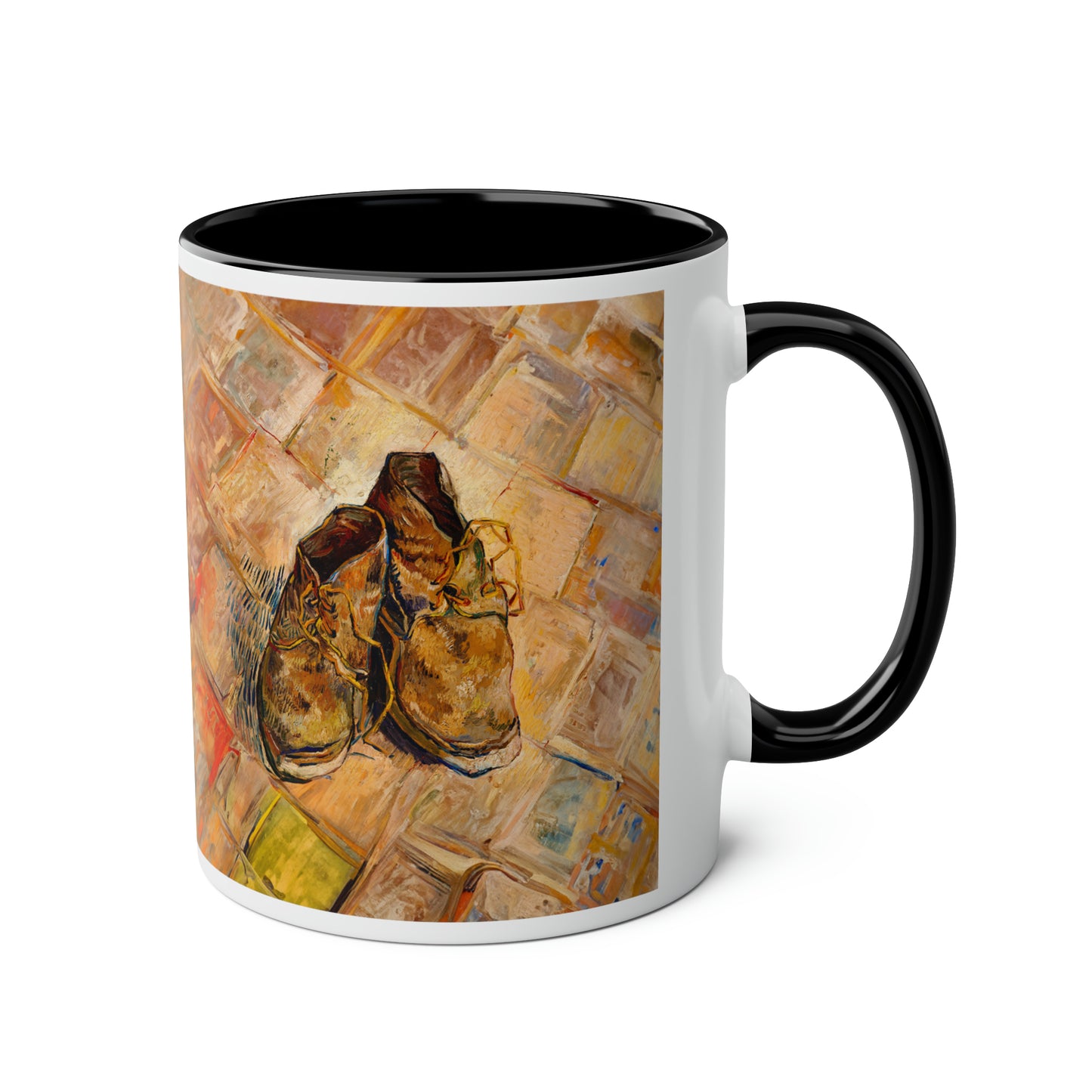 Van Gogh's Shoes (1888) - Original Fine Art Print Two-Tone Coffee Mugs, 11oz