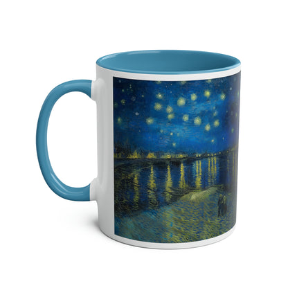 Van Gogh's Starry Night Over the Rhone (1888) - Original Fine Art Print Two-Tone Coffee Mugs, 11oz