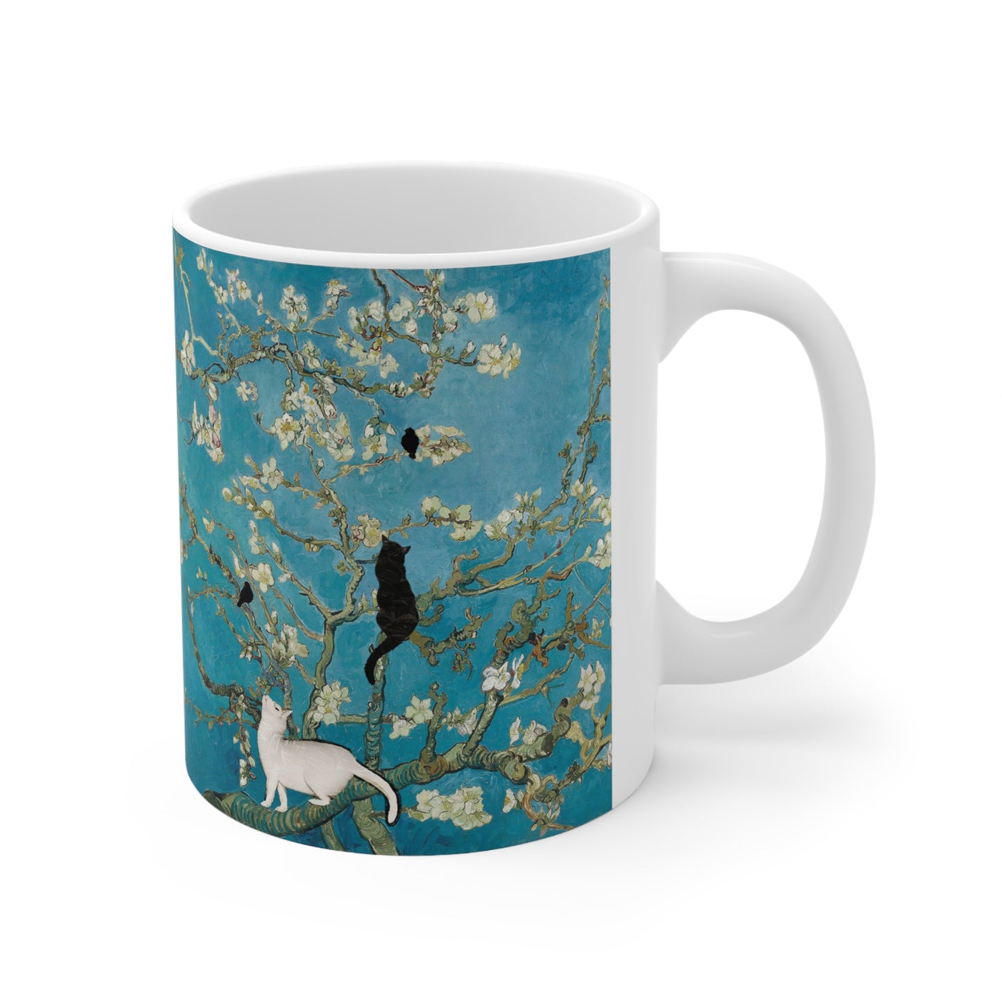 Van Gogh's Almond blossom (1890) - Cats Fine Art Print Ceramic Coffee Mugs, 11oz, 15oz