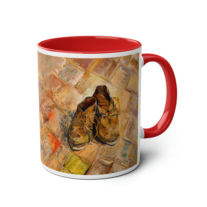 Van Gogh's Shoes (1888) - Original Fine Art Print Two-Tone Coffee Mugs, 11oz