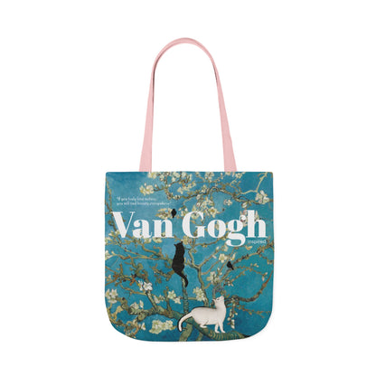 Vincent Vang Gogh Cherry Blossom - Cats - Canvas Tote Bag, 5-Color Straps