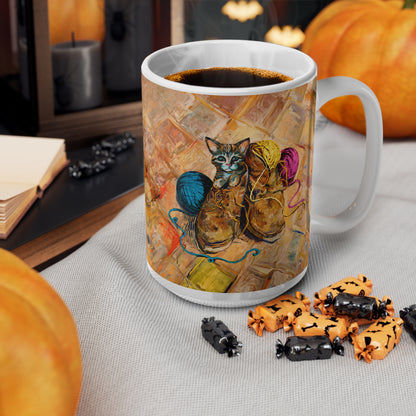 Van Gogh's Shoes (1888) - Kitten with yarns Fine Art Print Ceramic Coffee Mugs, 11oz, 15oz