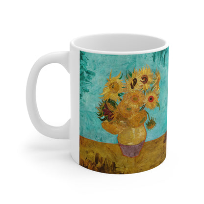 Van Gogh's Vase with Twelve Sunflowers (1888–1889) - Original Fine Art Print Ceramic Coffee Mugs, 11oz, 15oz