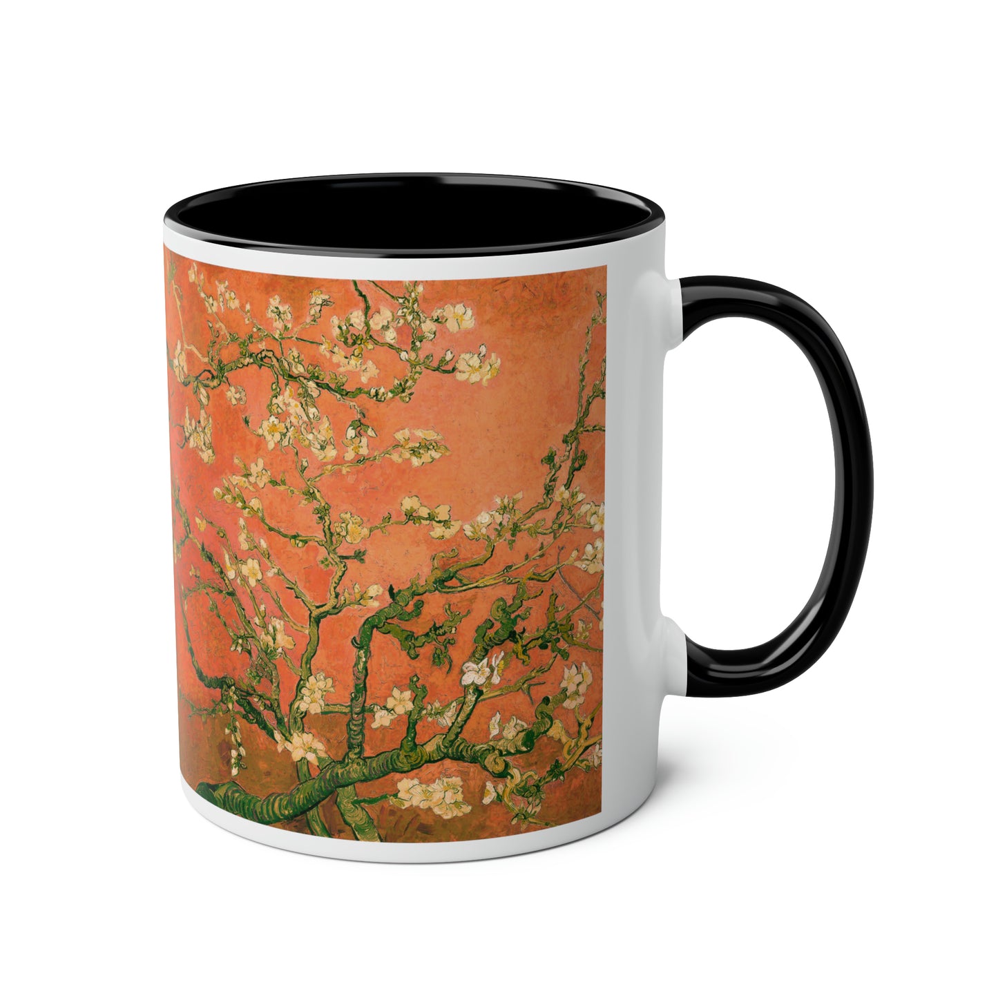 Van Gogh's Almond blossom (1890) - Orange Fine Art Print Two-Tone Coffee Mugs, 11oz