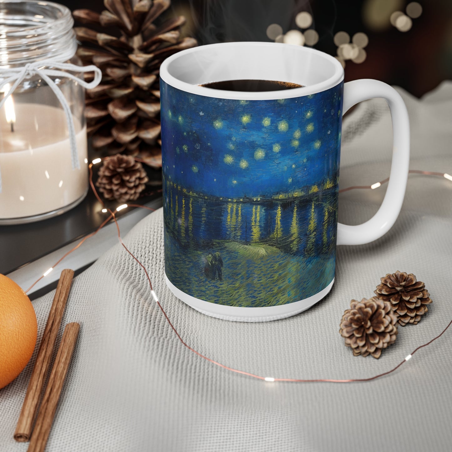 Van Gogh's Starry Night Over the Rhone (1888) - Original Fine Art PrintCeramic Coffee Mugs, 11oz, 15oz