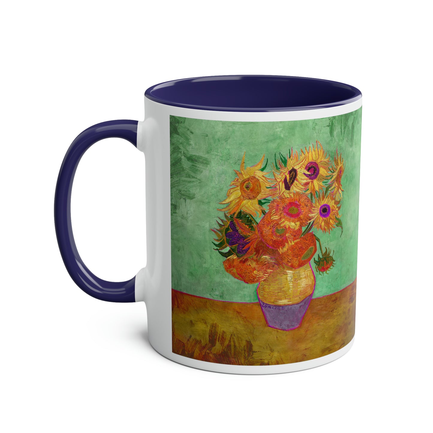 Van Gogh's Vase with Twelve Sunflowers (1888–1889) - Summer Fine Art Print Two-Tone Coffee Mugs, 11oz