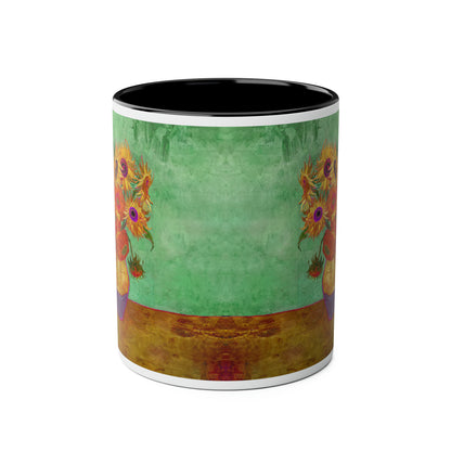 Van Gogh's Vase with Twelve Sunflowers (1888–1889) - Summer Fine Art Print Two-Tone Coffee Mugs, 11oz