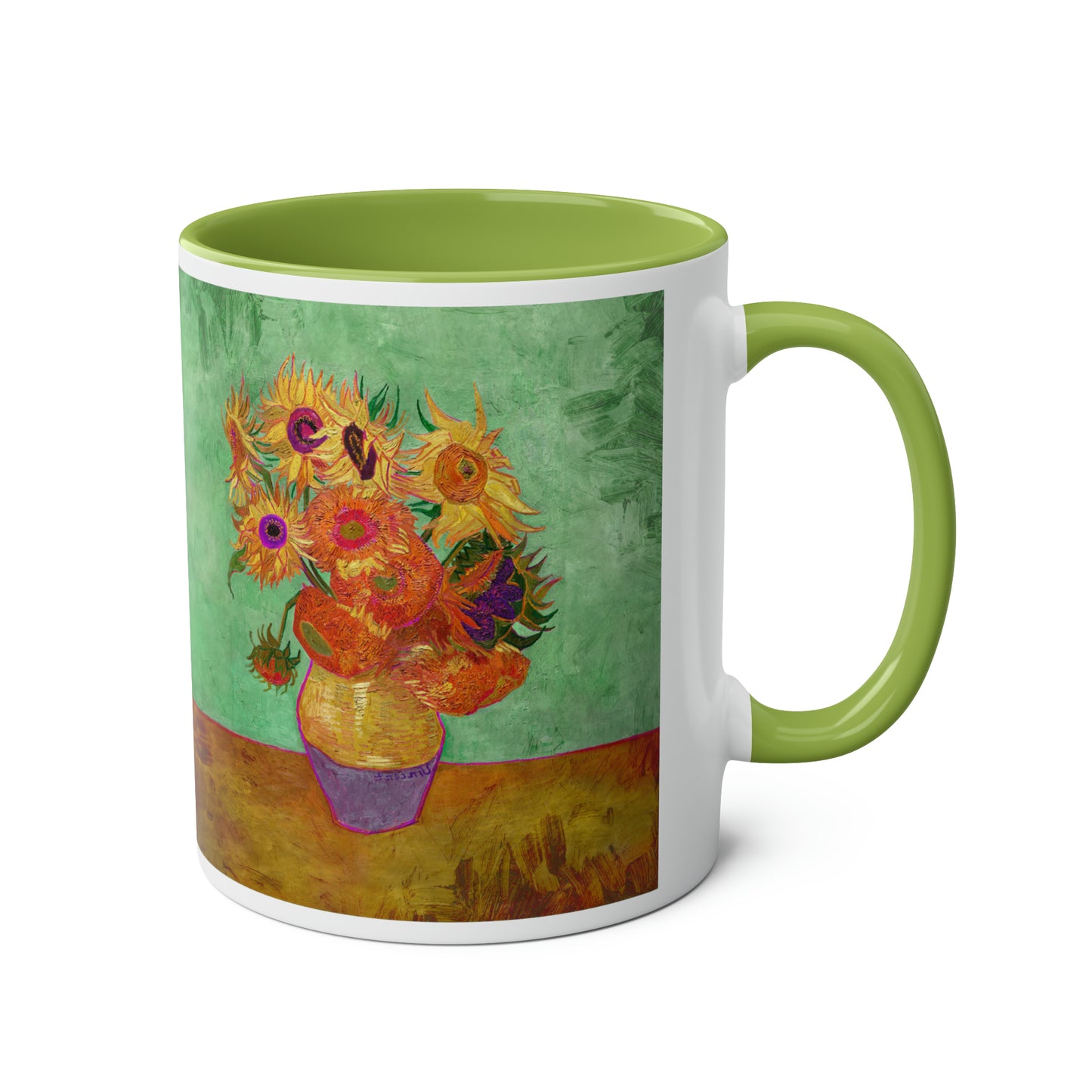 Van Gogh's Vase with Twelve Sunflowers (1888–1889) - Summer Fine Art Print Two-Tone Coffee Mugs, 11oz