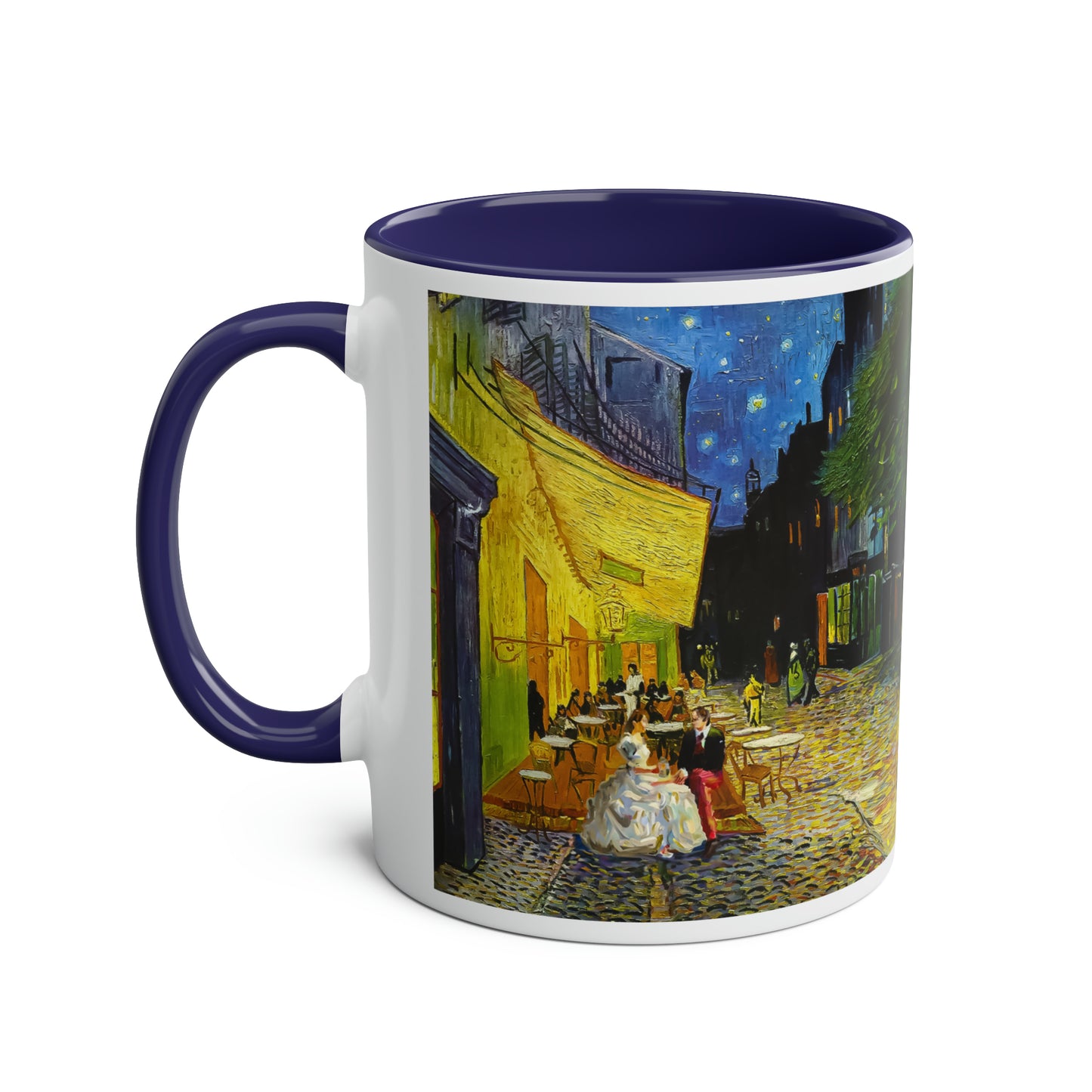 Van Gogh's Café Terrace at Night (1888) - Couple Two-Tone Coffee Mugs, 11oz