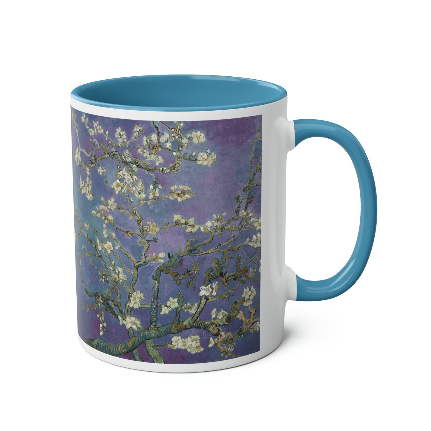 Van Gogh's Almond blossom (1890) - Purple Fine Art Print Two-Tone Coffee Mugs, 11oz