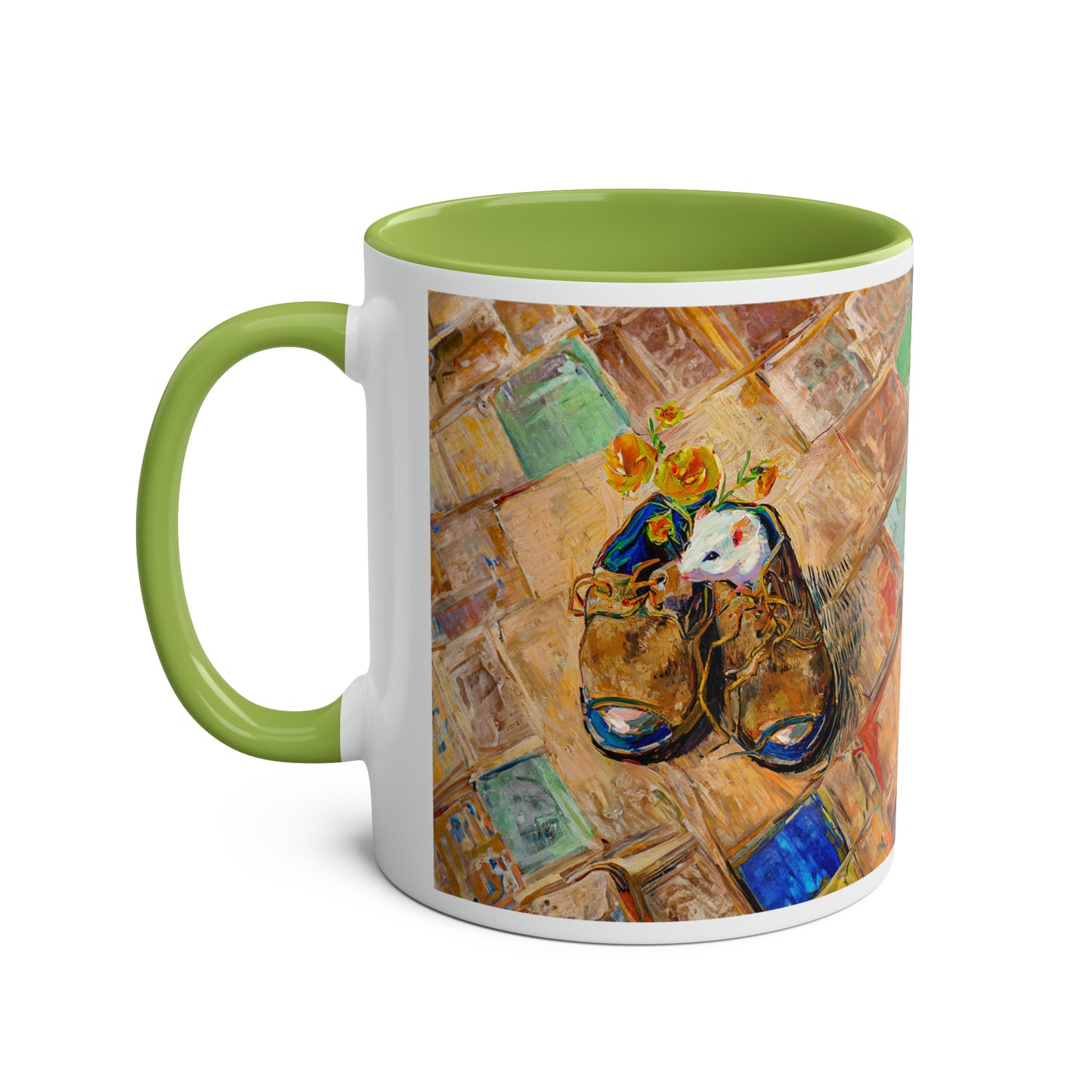 Van Gogh's Shoes (1888) - Mouse in the shoe Fine Art Print Two-Tone Coffee Mugs, 11oz