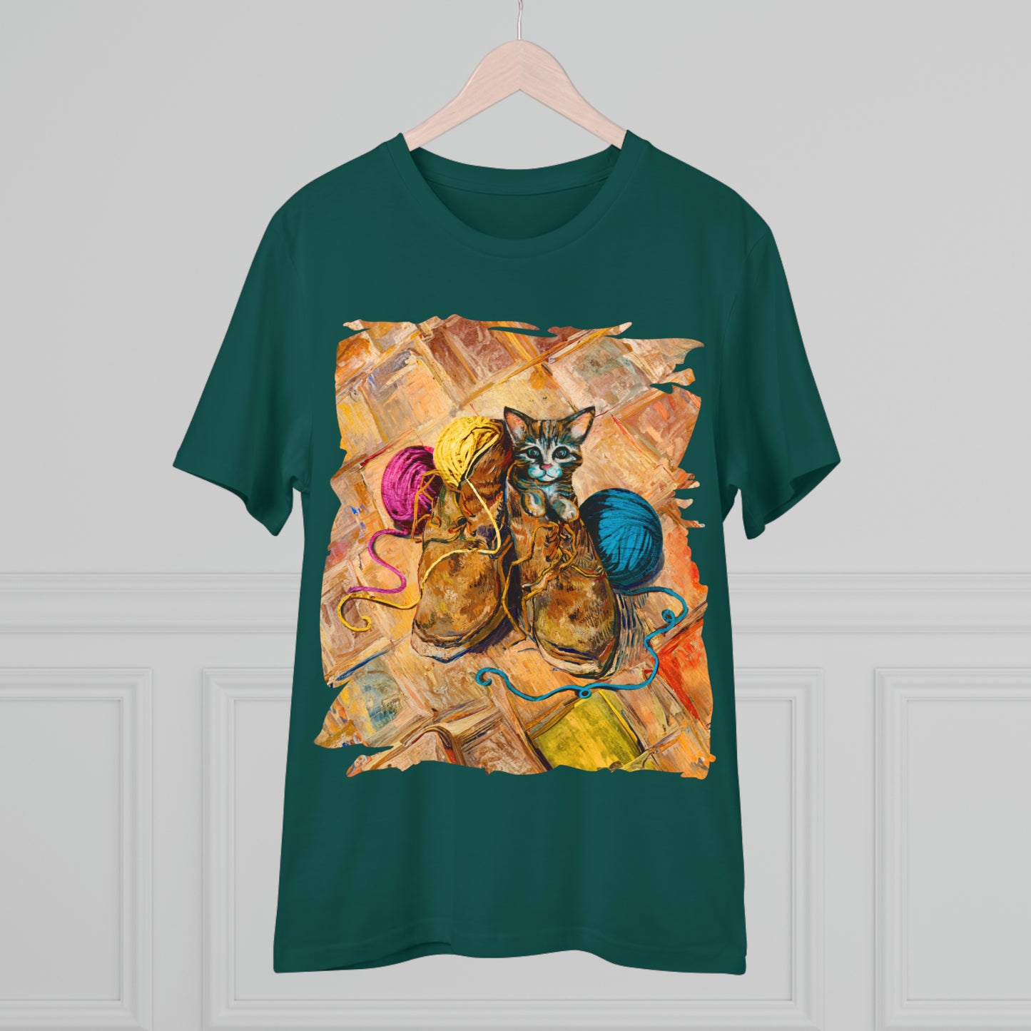 Van Gogh's Shoes (1888) - Kitten with yarns Fine Art Print Organic Cotton T-Shirt Unisex